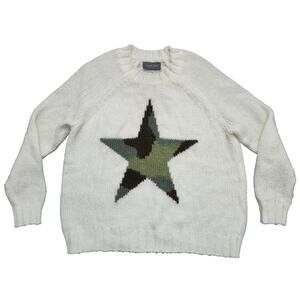 Wooden Ships Camo Star Raglan Crew Sweater Size XS